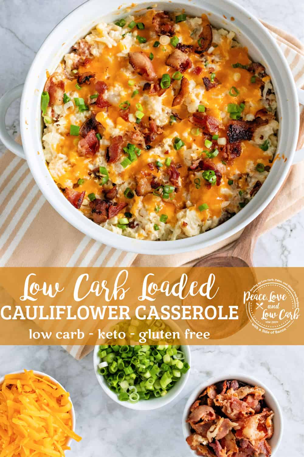 Low Carb Loaded Baked Cauliflower Casserole Keto, Gluten Free