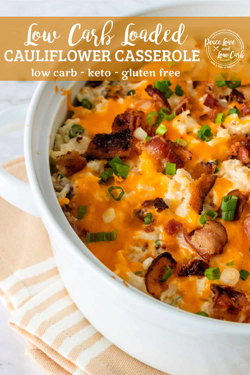 Low Carb Loaded Baked Cauliflower Casserole | Keto, Gluten Free