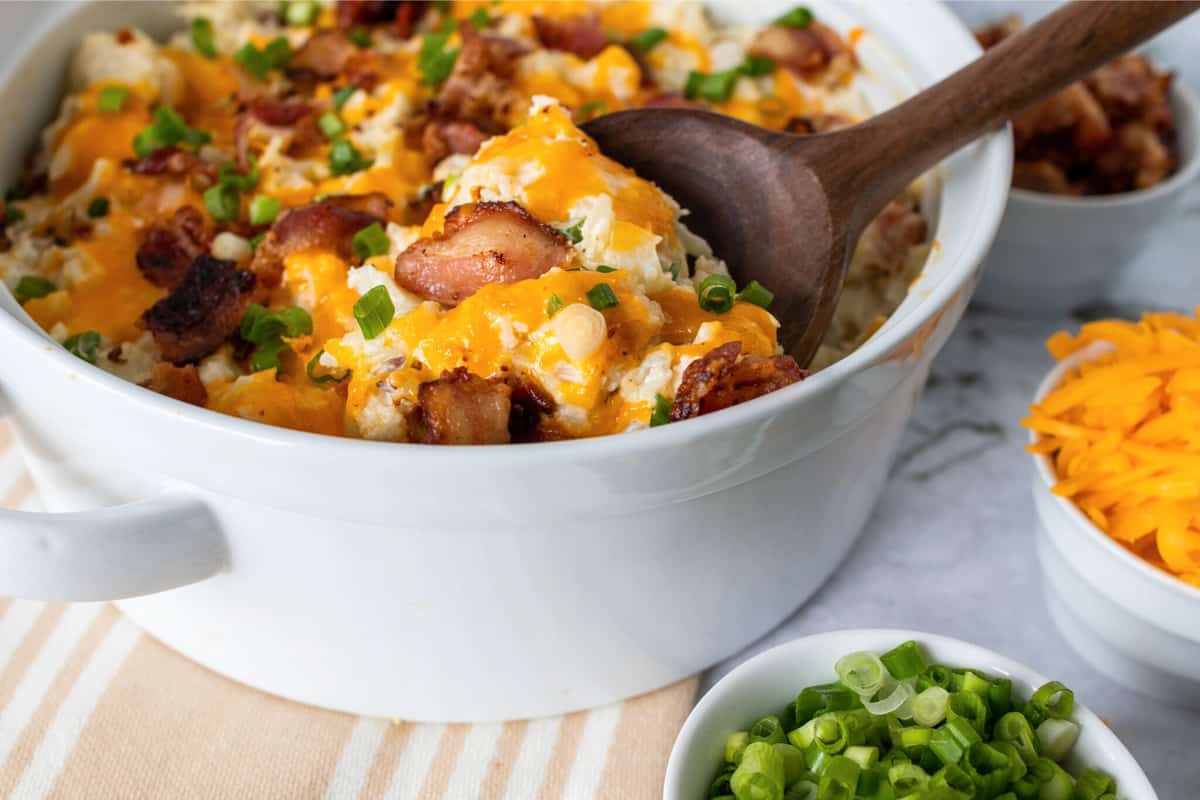 Low Carb Loaded Baked Cauliflower Casserole Keto, Gluten Free