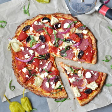 Low Carb Greek Pizza and Nut Free Pizza Crust - Peace Love and Low Carb