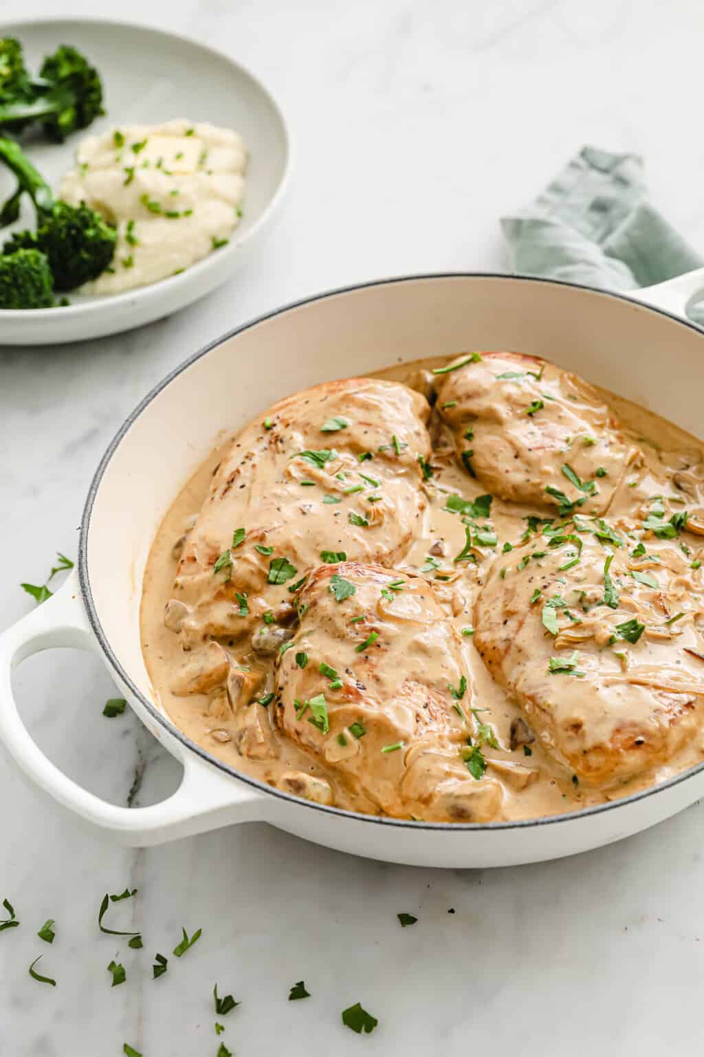 PanSeared Chicken with Balsamic Cream Sauce, Mushrooms and Onions