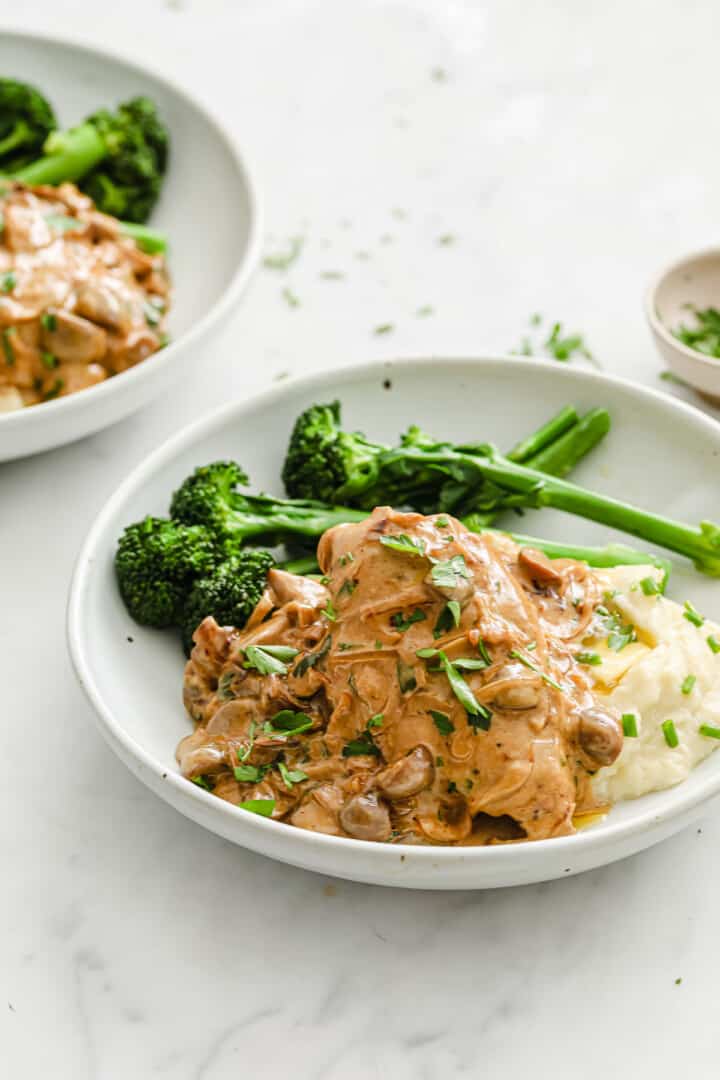 Pan-Seared Chicken with Balsamic Cream Sauce, Mushrooms and Onions