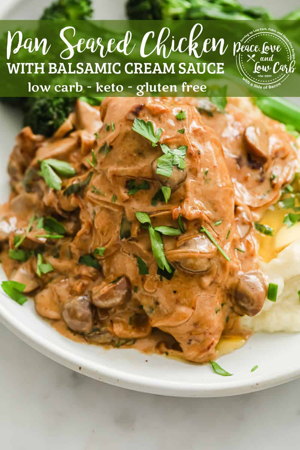 Pan-Seared Chicken with Balsamic Cream Sauce, Mushrooms and Onions