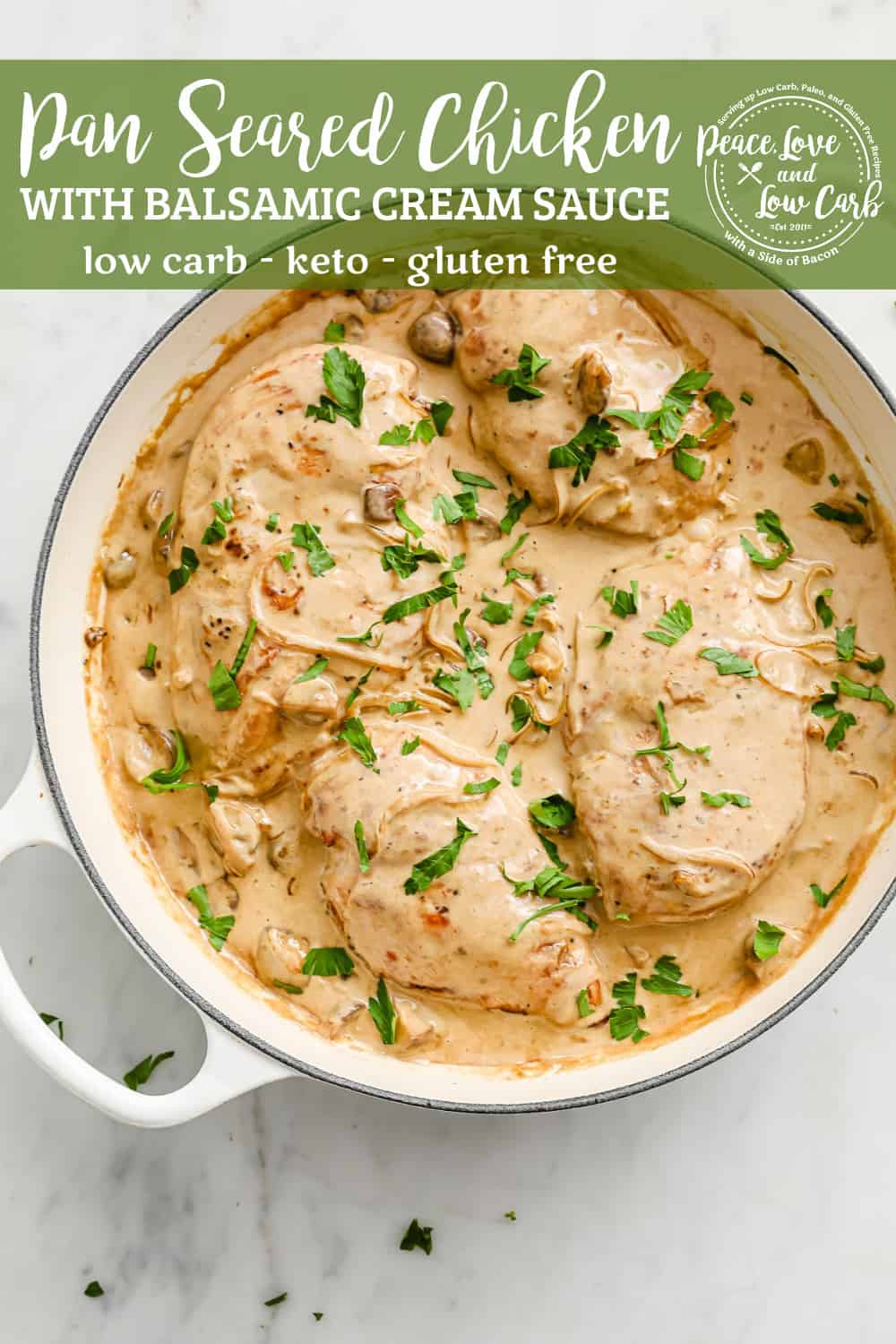 Pan-Seared Chicken with Balsamic Cream Sauce, Mushrooms and Onions
