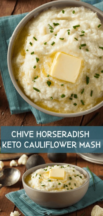 Chive Horseradish Keto Cauliflower Mash | Peace Love and Low Carb