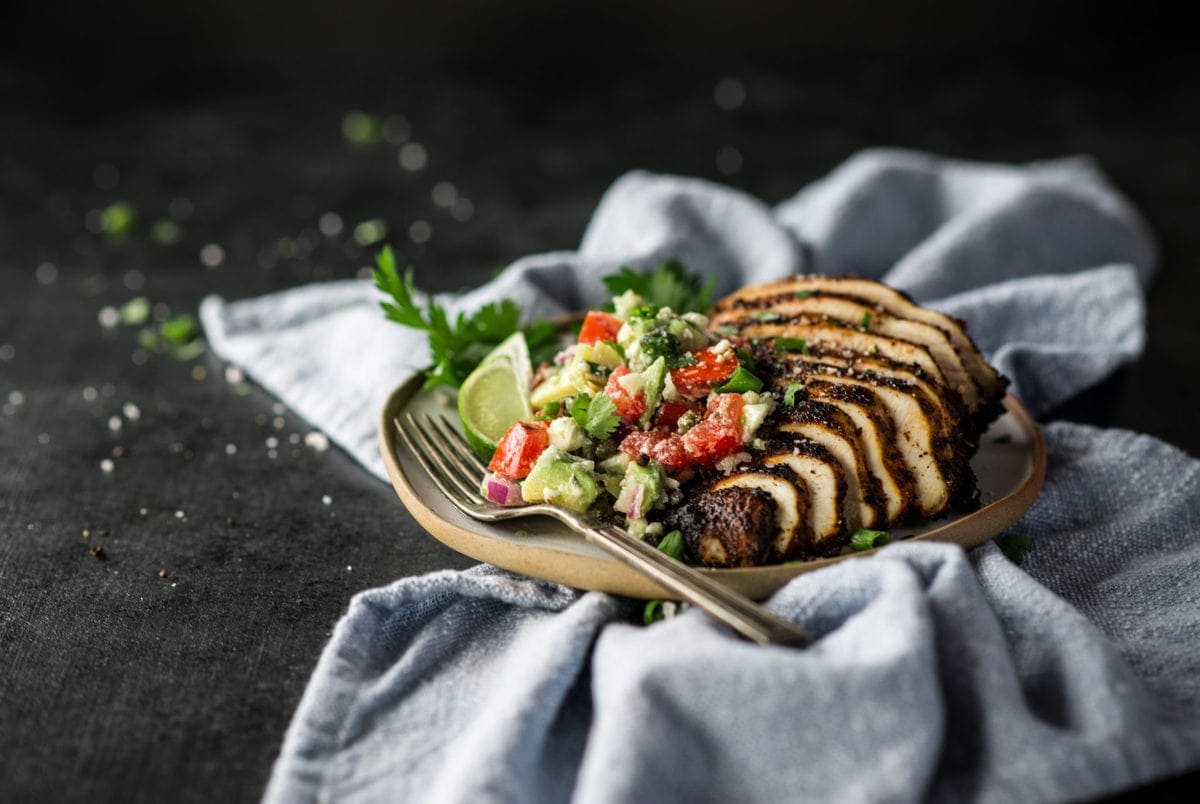Chili Lime Chicken with Avocado Feta Salsa | Peace Love and Low Carb