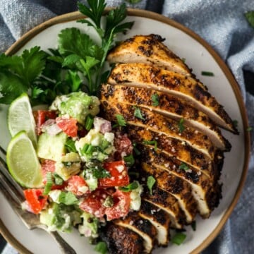 Chili Lime Chicken with Avocado Feta Salsa | Peace Love and Low Carb