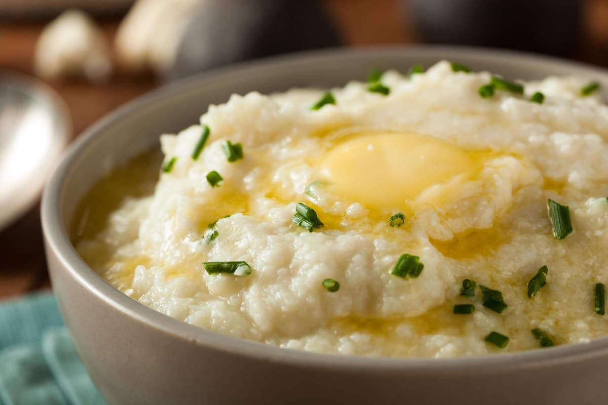 Chive Horseradish Keto Cauliflower Mash | Peace Love and Low Carb