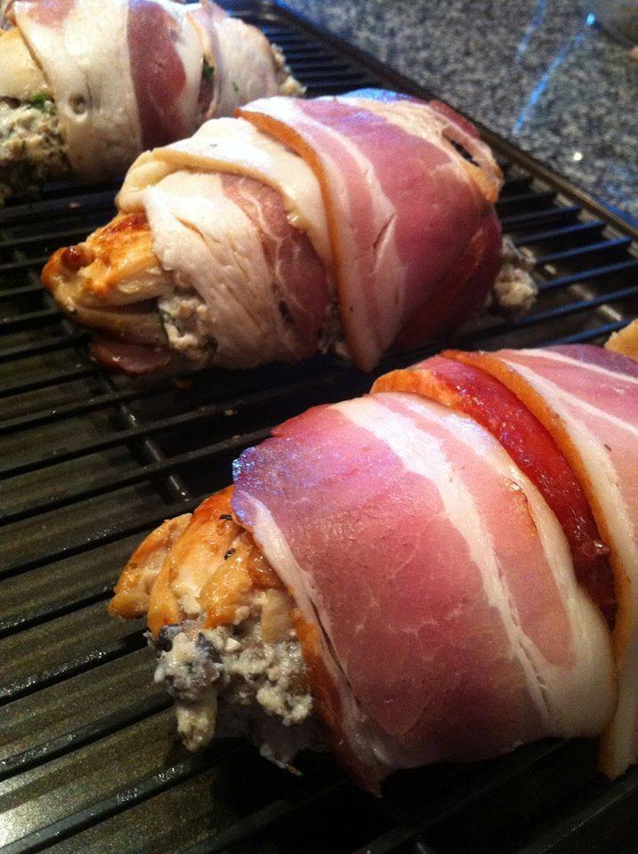 Bacon Wrapped Chicken Stuffed W/ Mushroom Ricotta  Peace 