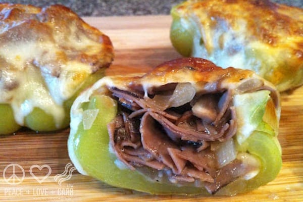 Philly Cheese Steak Stuffed Peppers - Low Carb, Gluten Free | Peace Love and Low Carb