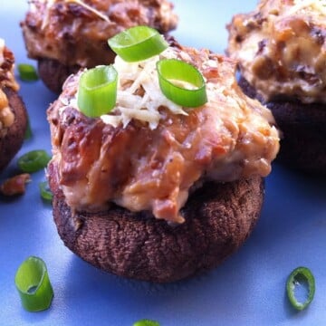 Bacon, Blue Cheese and Caramelized Onion Stuffed Mushrooms