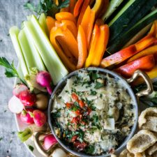 Roasted Red Pepper Spinach and Artichoke Dip