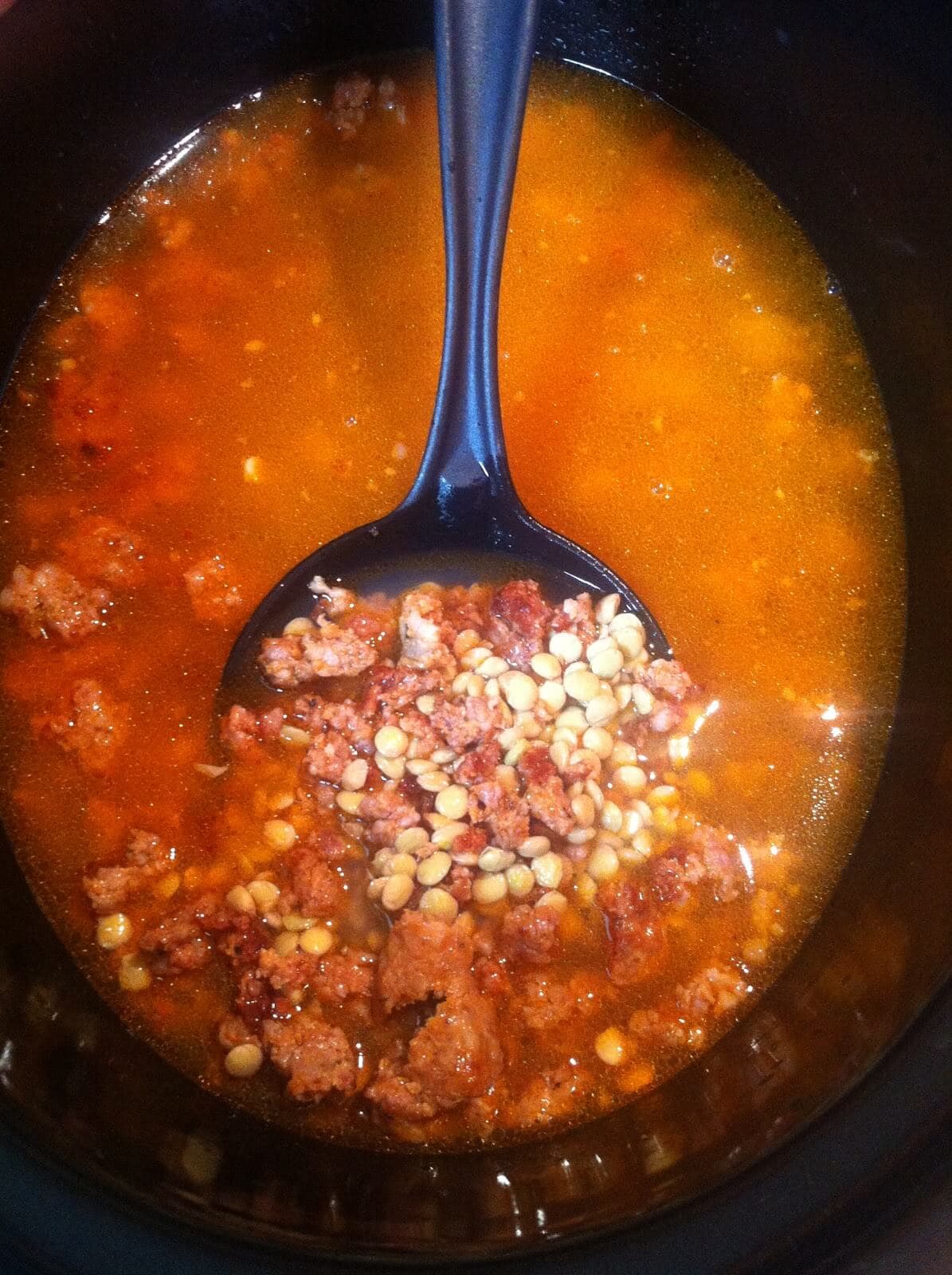 Slow Cooker Lentil and Italian Sausage Soup - Low Carb, Gluten Free, Keto | Peace Love and Low Carb 