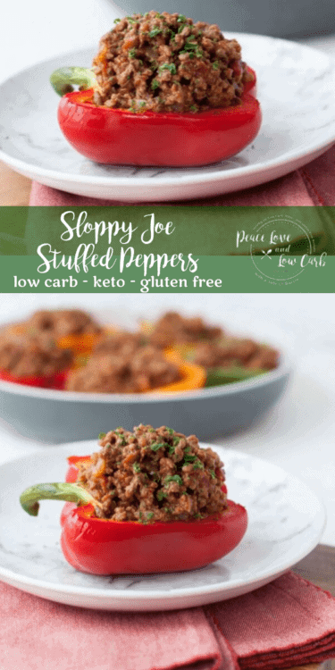 These low carb sloppy joe stuffed peppers are a great alternative to the sickeningly sweet canned version of a childhood classic. Bunless and full of flavor!