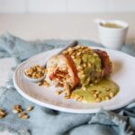 Prosciutto Wrapped Stuffed Chicken with Pesto Cream Sauce