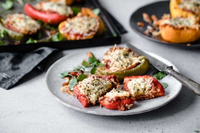Pepperoni Pizza Stuffed Peppers Low Carb, Gluten Free