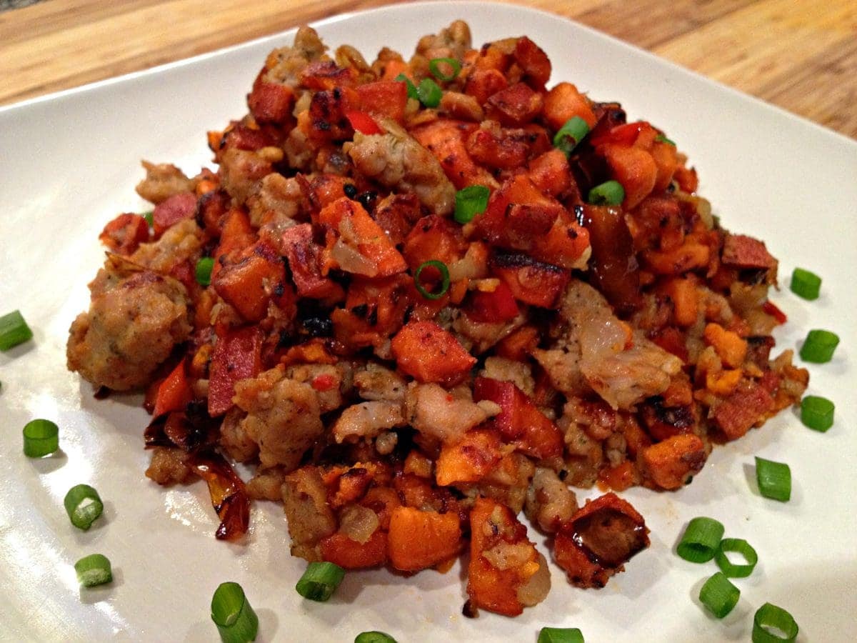 Chicken Sausage Sweet Potato Hash | Peace Love and Low Carb