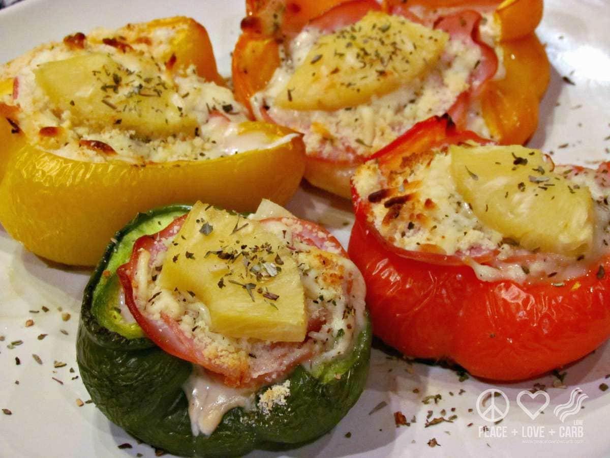 Hawaiian Pizza Stuffed Peppers - Low Carb, Gluten Free | Peace Love and Low Carb 