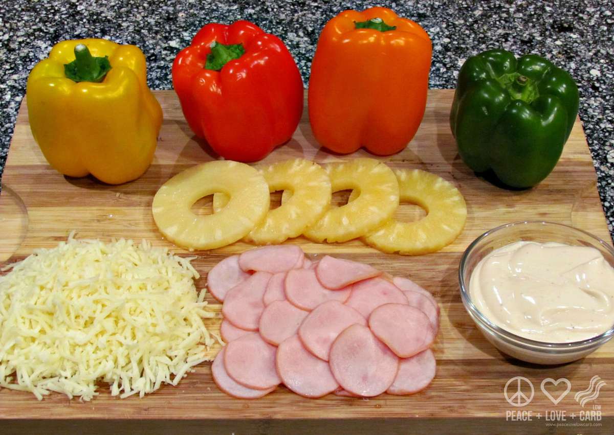 Hawaiian Pizza Stuffed Peppers Low Carb Gluten Free Peace Love And Low Carb