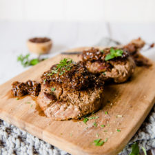 Steak with Balsamic Shallot Pan Sauce