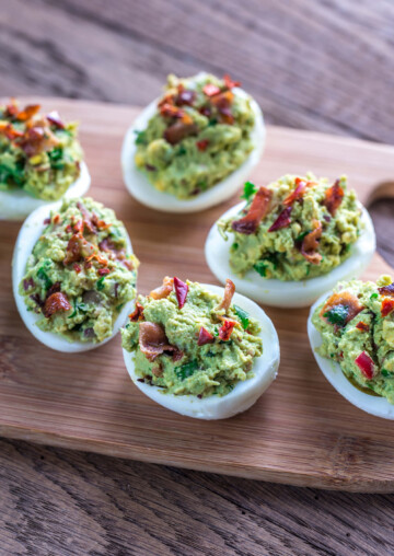 Bacon Guacamole Deviled Eggs - Peace Love and Low Carb