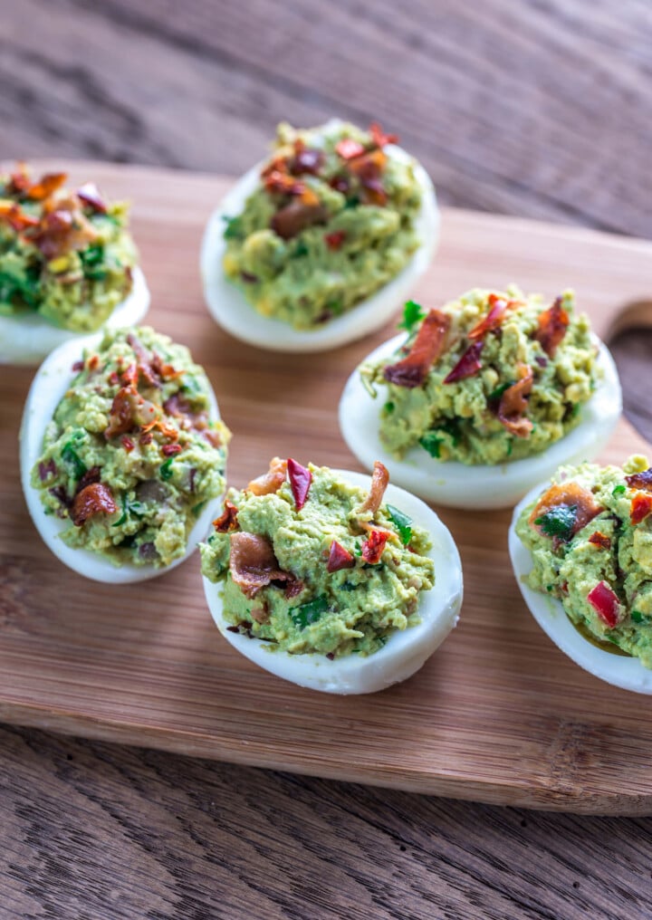 Bacon Guacamole Deviled Eggs - Peace Love and Low Carb