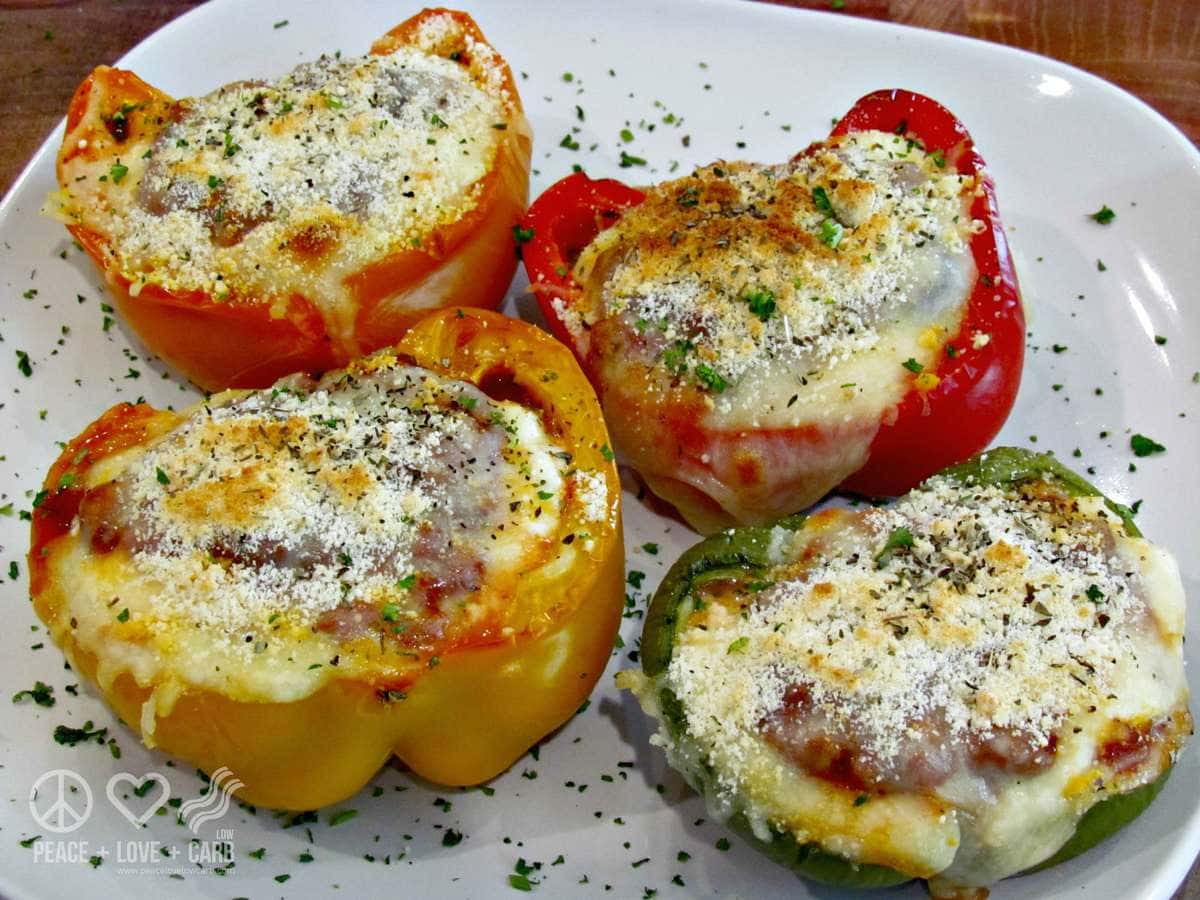Low Carb Lasagna Stuffed Peppers | Peace Love and Low Carb