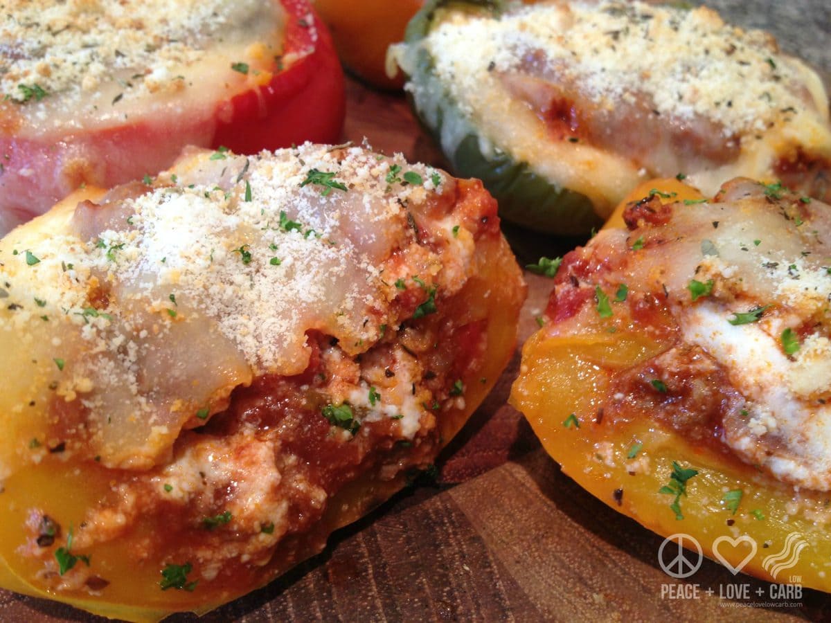 Low Carb Lasagna Stuffed Peppers | Peace Love and Low Carb