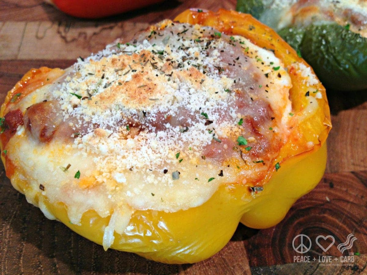 Low Carb Lasagna Stuffed Peppers | Peace Love and Low Carb