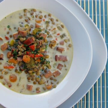 Creamy Ham and Lentil Soup - Low Carb, Gluten Free | Peace Love and Low Carb
