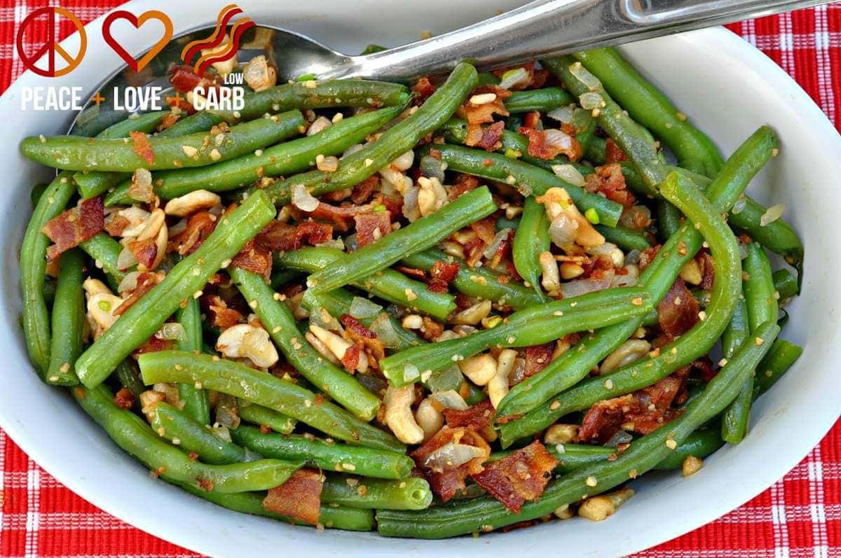 Cashew Green Beans with Bacon Peace Love and Low Carb