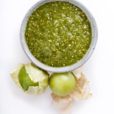 Roasted Tomatillo Avocado Salsa Verde