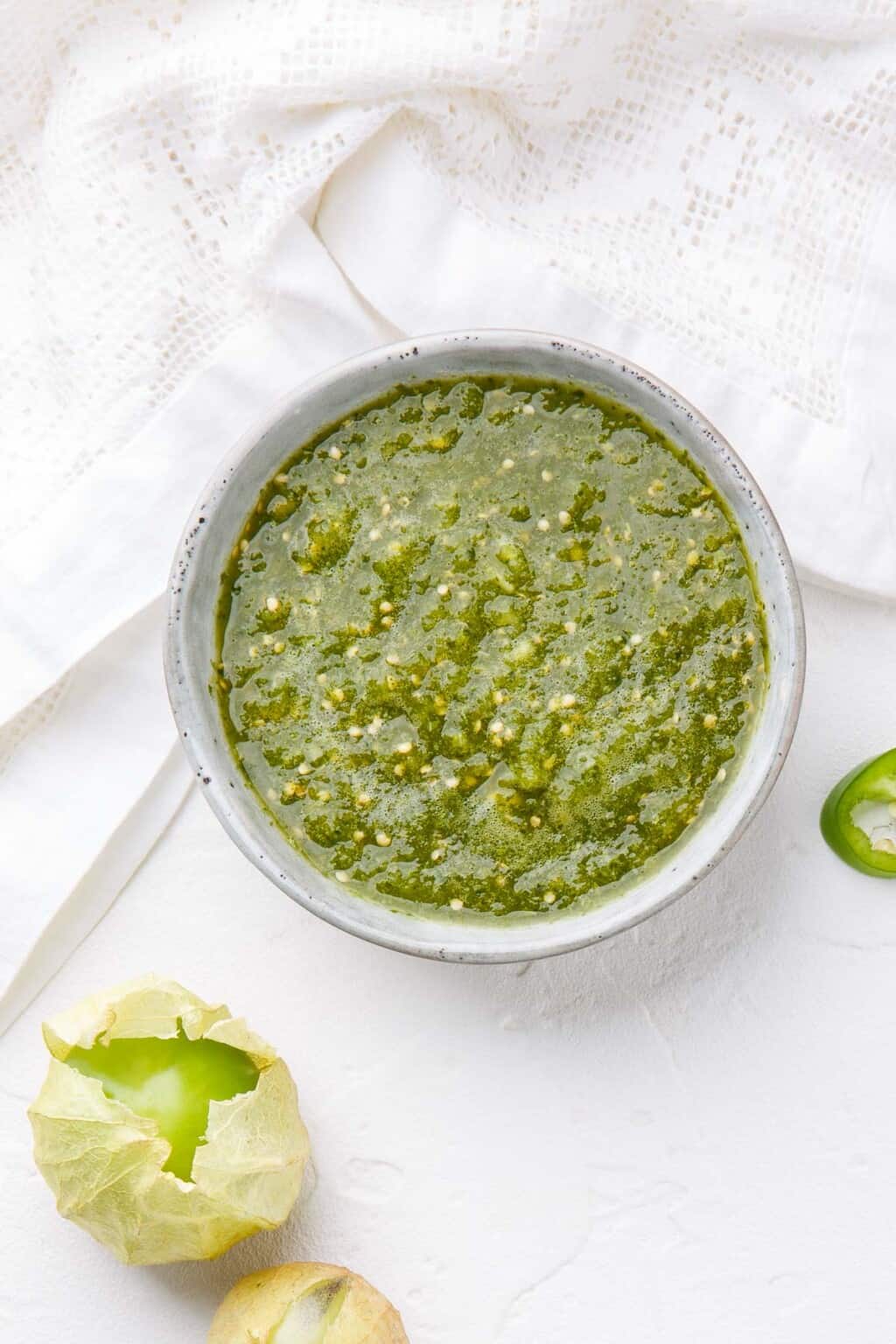 Roasted Tomatillo Avocado Salsa Verde - Peace Love and Low Carb