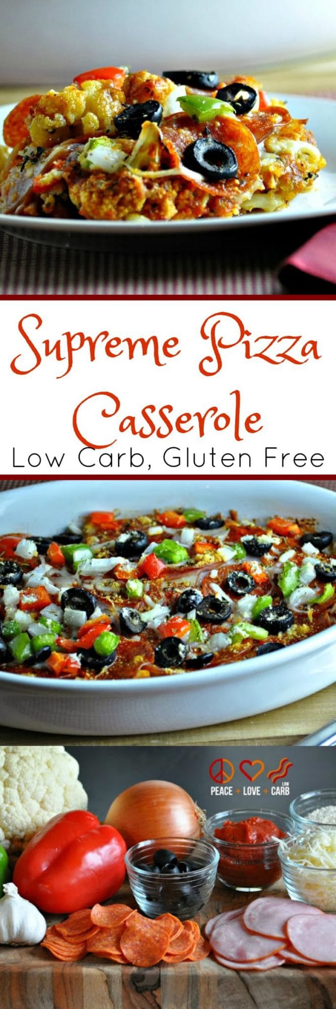 Supreme Pizza Cauliflower Casserole - Low Carb, Gluten Free | Peace Love and Low Carb