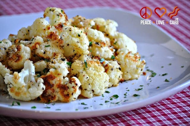 Garlic Parmesan Roasted Cauliflower | Peace Love and Low Carb