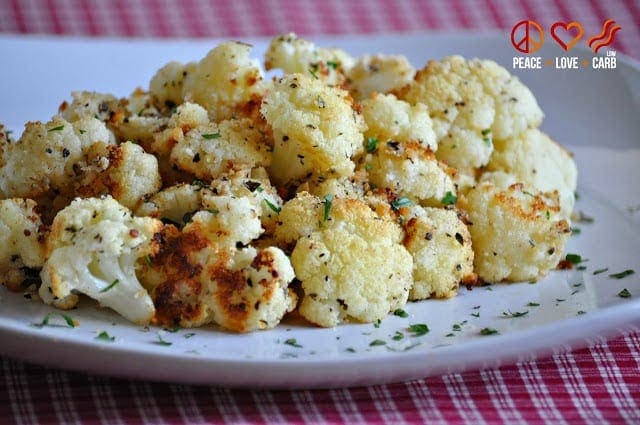 Garlic Parmesan Roasted Cauliflower | Peace Love and Low Carb