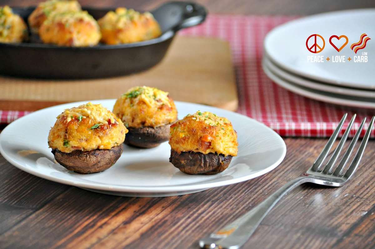 Crab Stuffed Mushrooms With Bacon Low Carb Gluten Free Peace Love And Low Carb