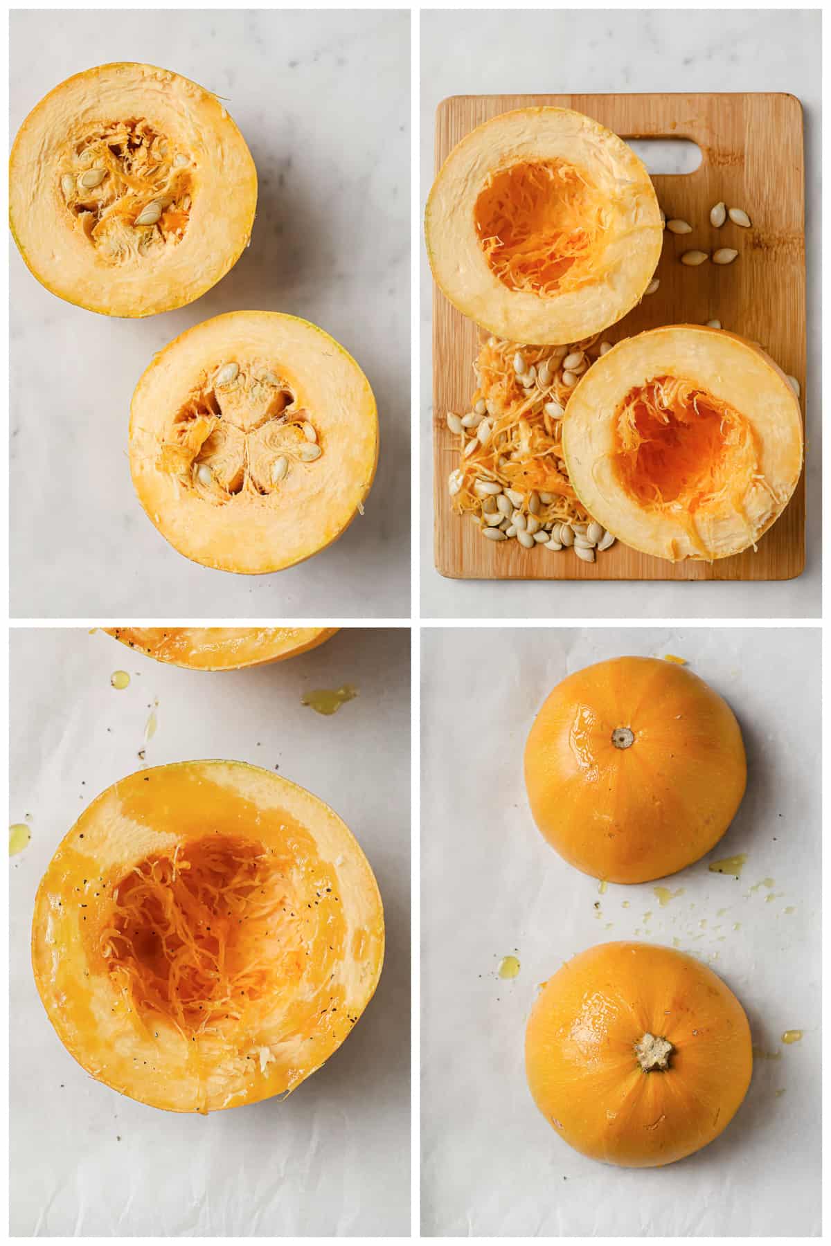 step by step photo instructions on how to prepare spaghetti squash in the oven