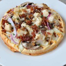 Garlic Chicken Alfredo Waffle Pizza