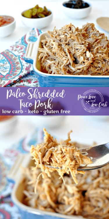 With just a few simple low carb and paleo ingredients and a slow cooker, this shredded taco pork will be satisfying your palate in no time.