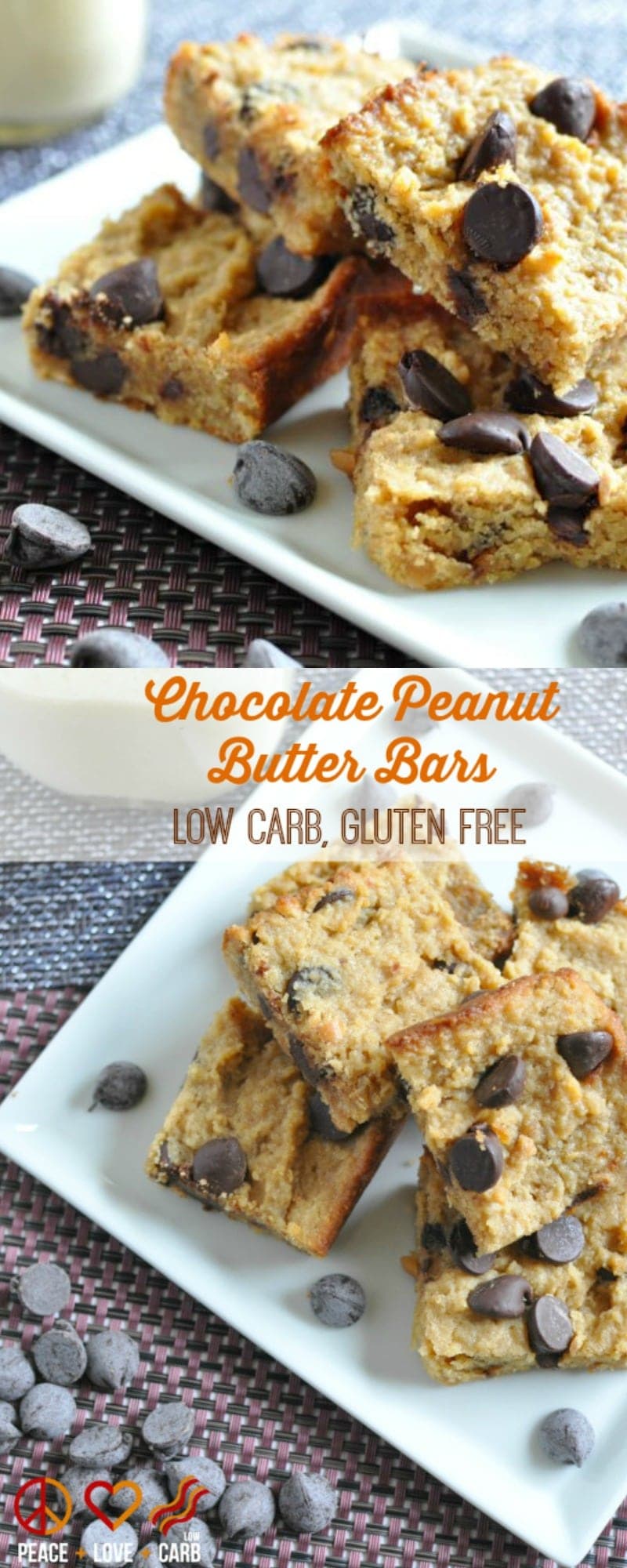 Chocolate Peanut Butter Bars - Low Carb, Gluten Free | Peace Love and Low Carb