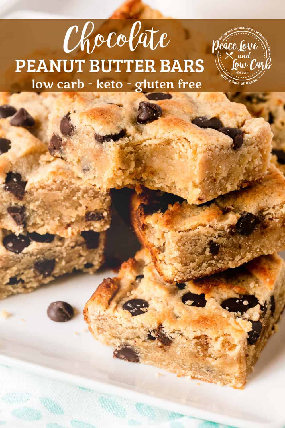 Chocolate Peanut Butter Bars low carb Peace Love and Low Carb