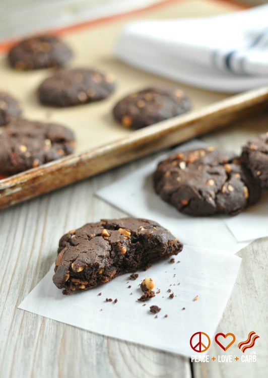Chocolate Peanut Butter Bacon Cookies - Low Carb, Gluten Free 