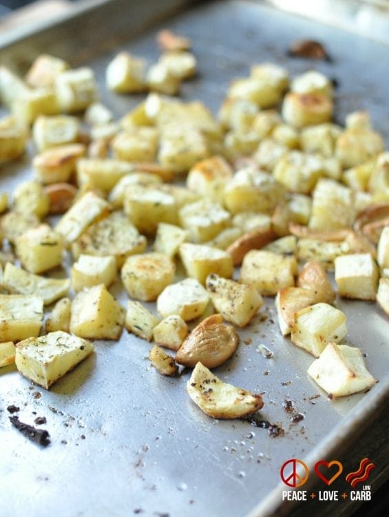 Roasted Garlic Turnip Puree with Chorizo - Low Carb, Gluten Free