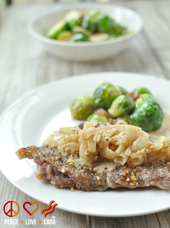 Broiled Skirt Steak with French Onion Gravy - Low Carb, Gluten Free | Peace, Love and Low Carb