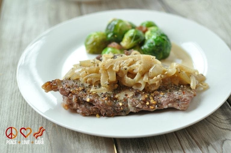 Broiled Skirt Steak with Low Carb French Onion Gravy Gluten Free