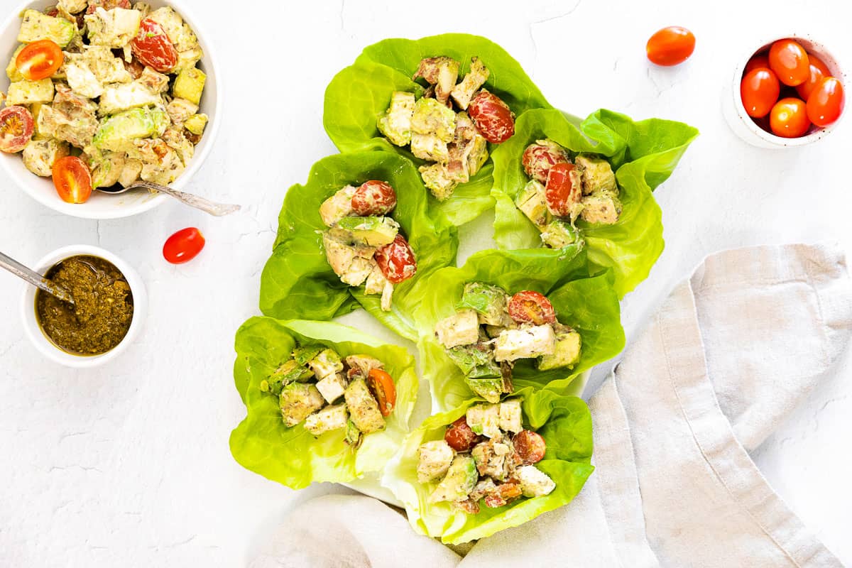 Pesto Chicken Salad keto, paleo Peace, Love and Low Carb
