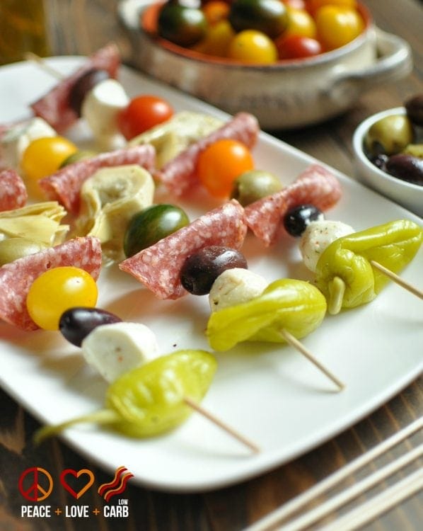 Antipasto Kebabs - Low Carb, Gluten Free | Peace Love and Low Carb