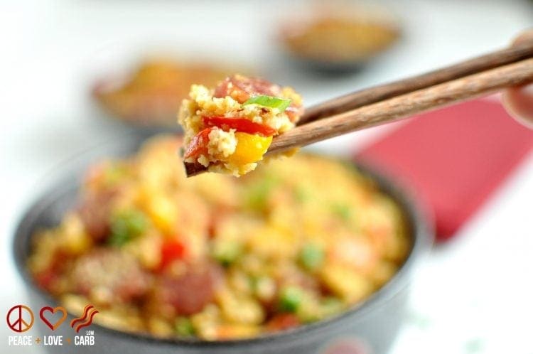 Chinese Sausage Fried "Rice" | Peace Love and Low Carb