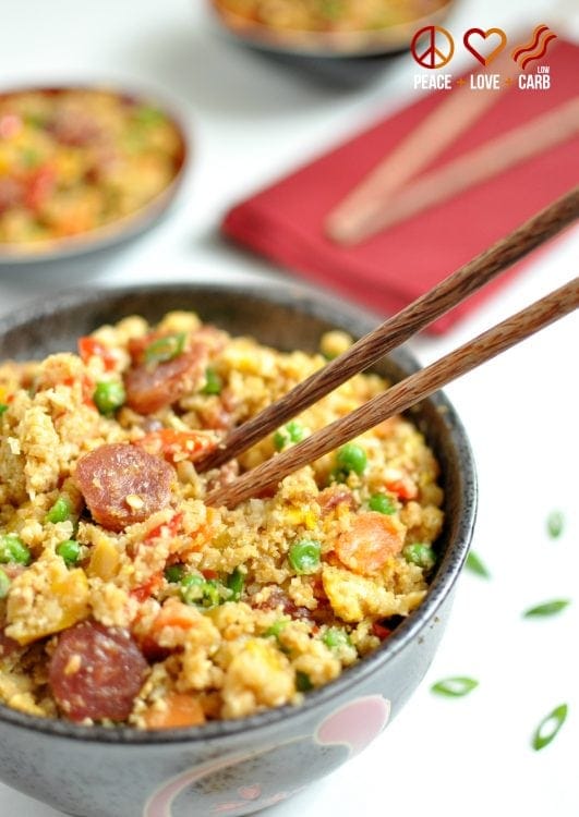 Chinese Sausage Fried "Rice" | Peace Love and Low Carb